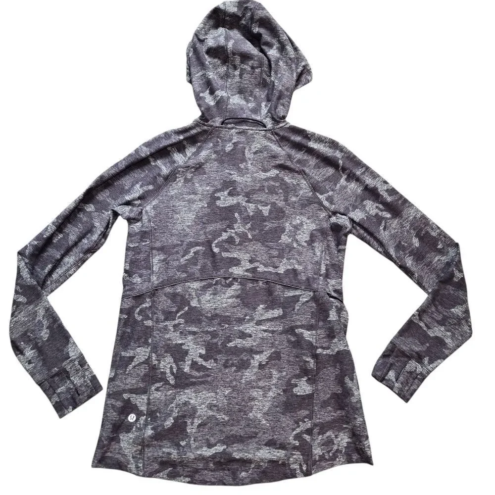 Lululemon Warm Stabilizer 1/2 Zip Hoodie Incognito Camo HTR Black Size 6 - Picture 9 of 14
